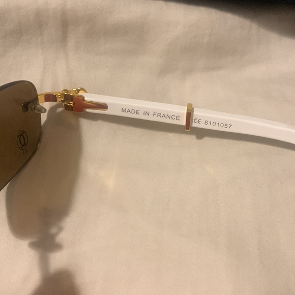 Cartier White and Gold Sunglasses with hard case soft case and cleaning rag main image 7